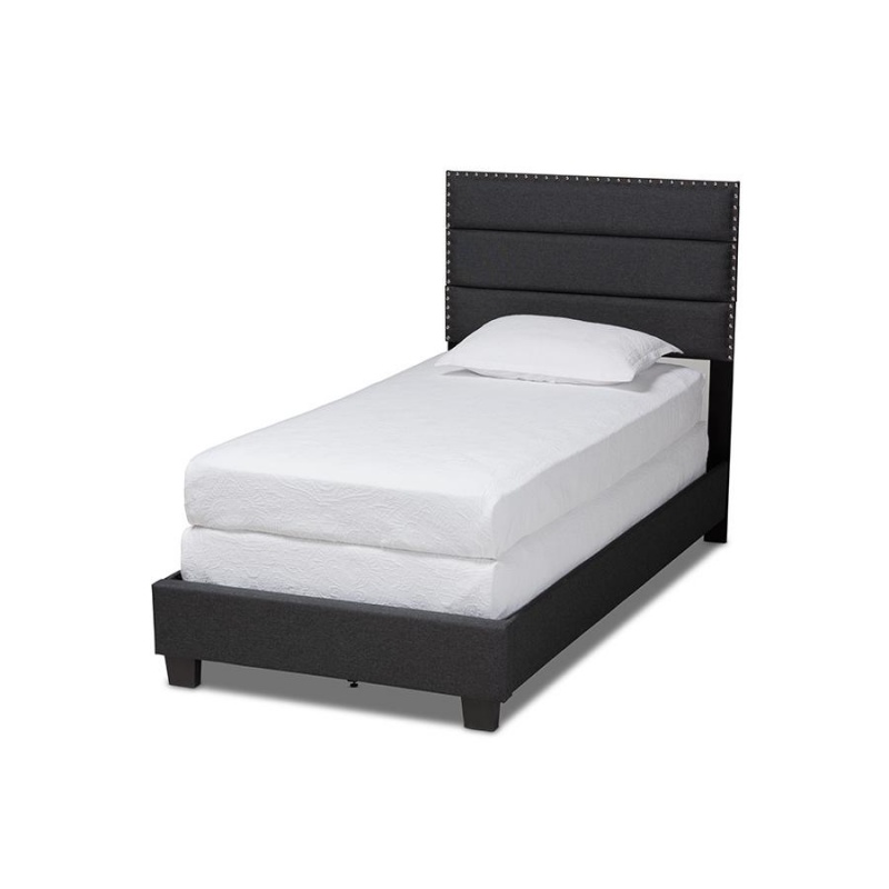 Baxton Studio Ansa Modern And Contemporary Dark Grey Fabric Upholstered Twin Size Bed