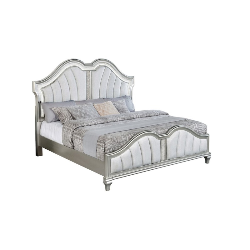 Classic Silver Queen Panel Bed in Silver Color