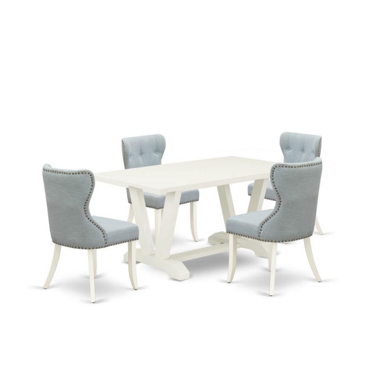 East West Furniture 5-Piece Dining Room Table Set