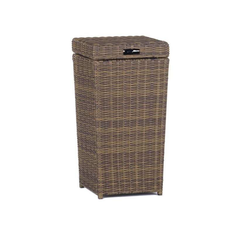 Bradenton Outdoor Wicker Trash Can Weathered Brown