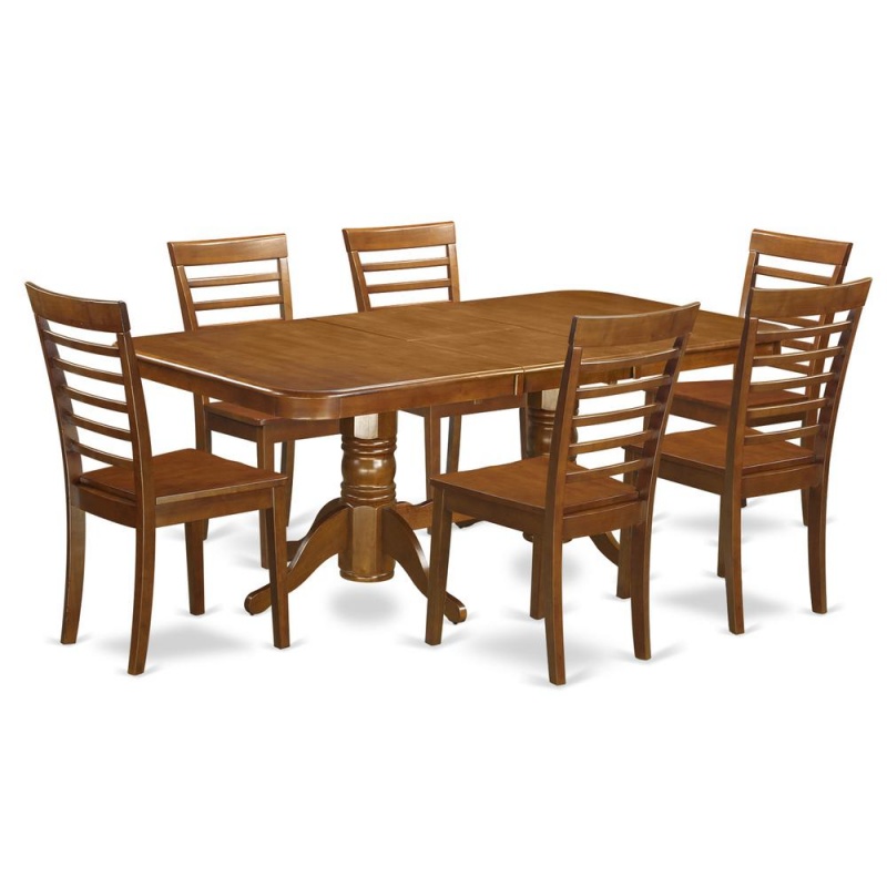 East West Furniture 7 Pc Dining Room Set Table with Leaf and 6 Chairs