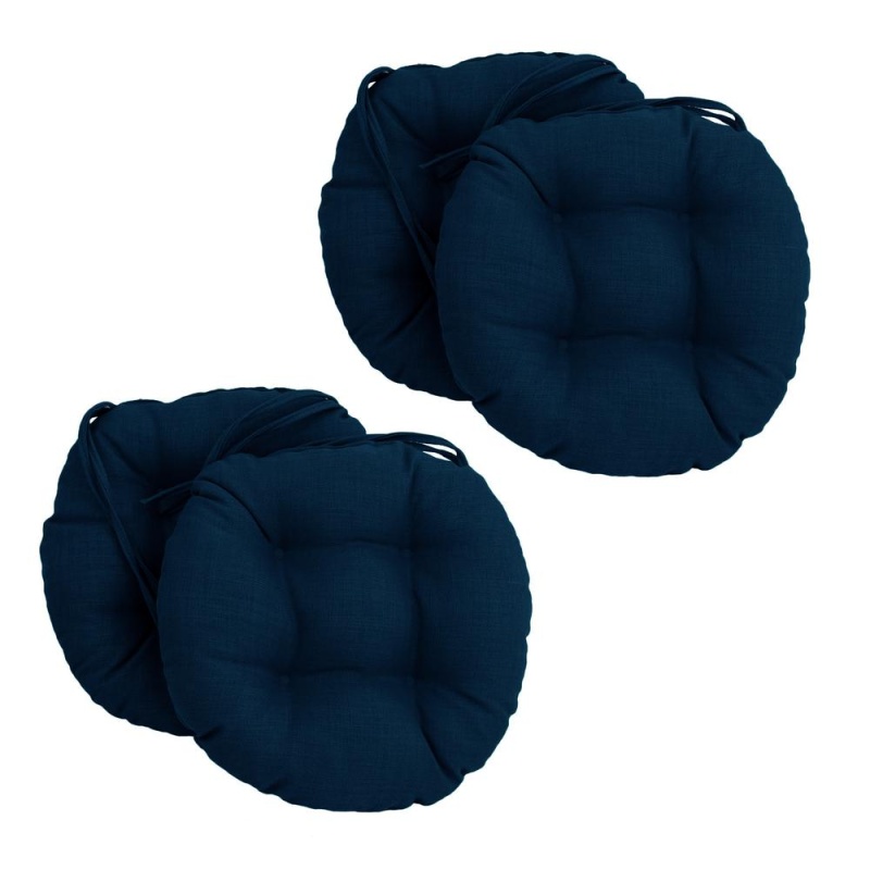 16-Inch Spun Polyester Solid Outdoor Round Tufted Chair Cushion