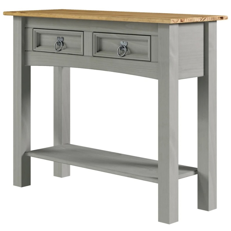 Solid Wood Two Drawer Hall Table In Corona Gray