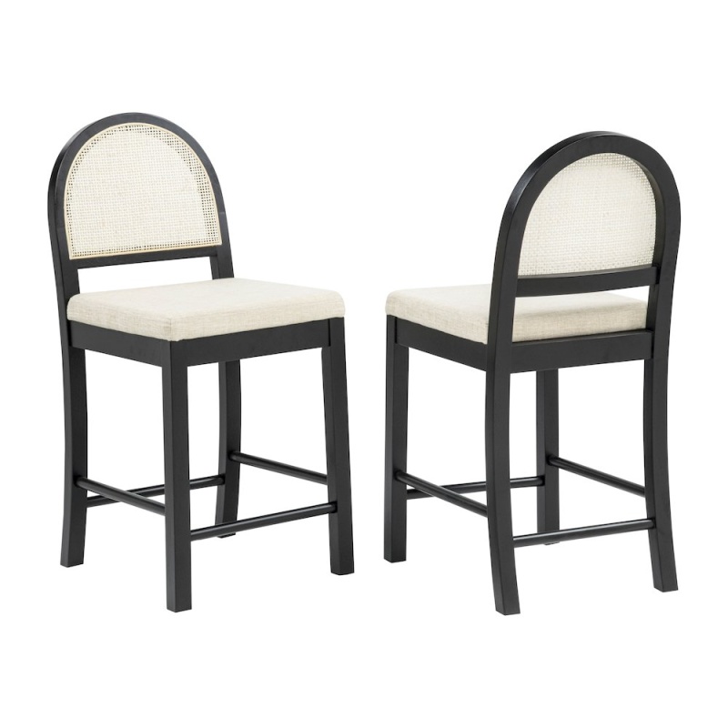 Counter Height Bar Chairs with Rattan Cane Back