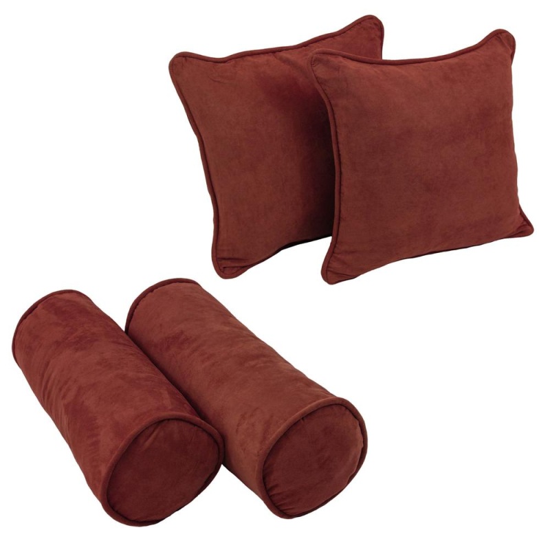 Double-Corded Solid Microsuede Throw Pillows With Inserts