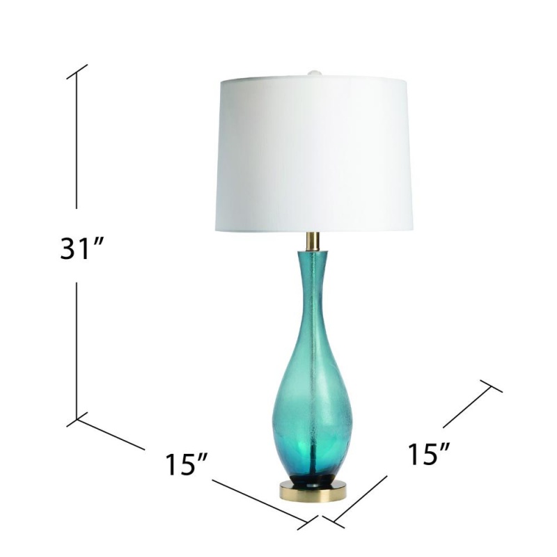 31"Th Glass Lamp W/Bronze Mtl Base,1 Pc Ups/ 2.96'