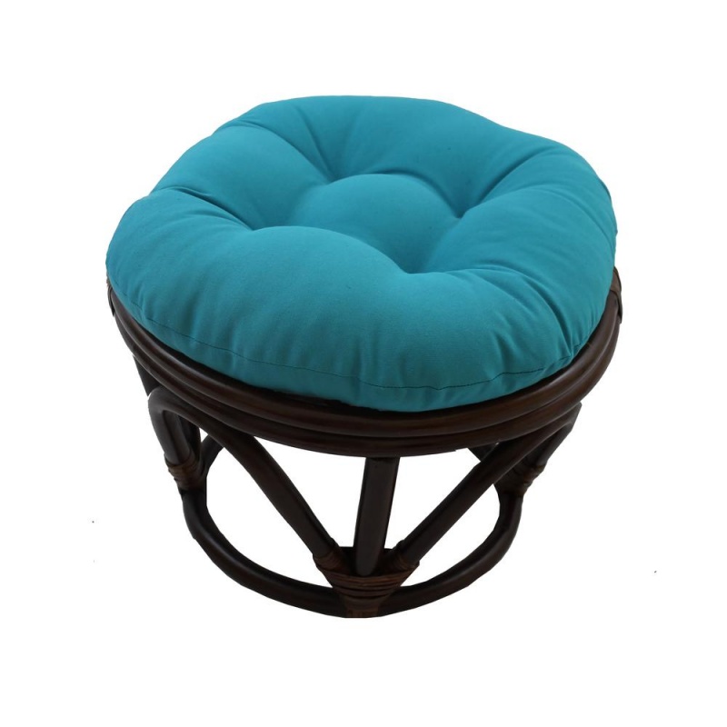 Rattan Footstool With Twill Cushion