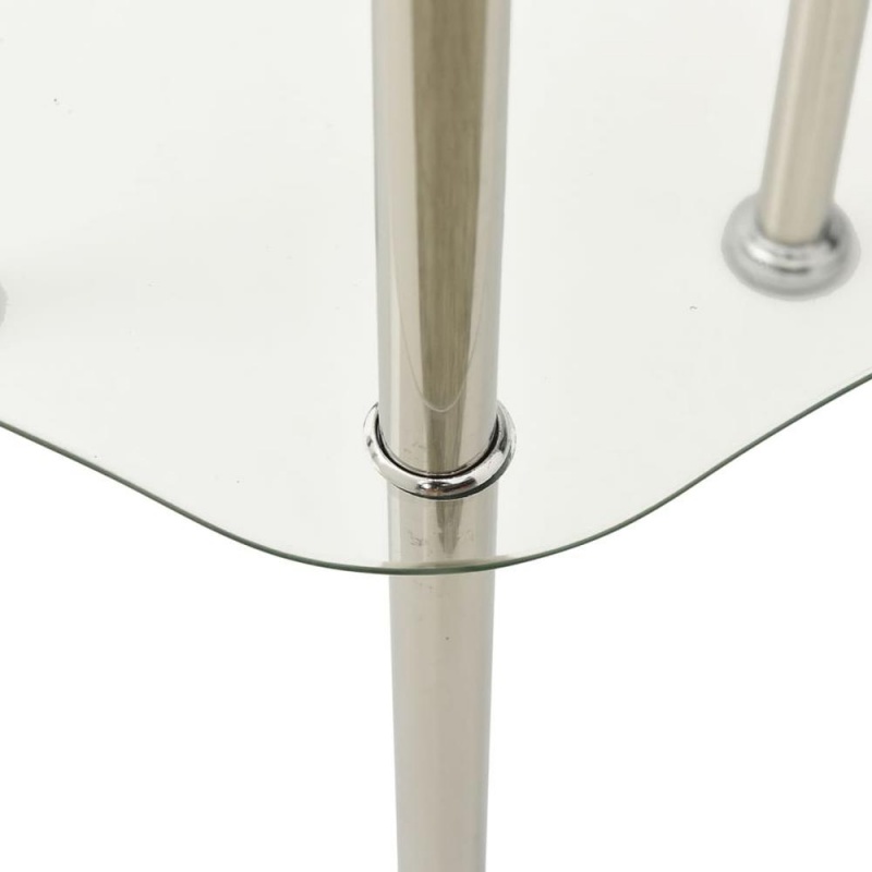 Vidaxl 2-Tier Side Table Transparent 15"X15"x19.7" Tempered Glass 2790