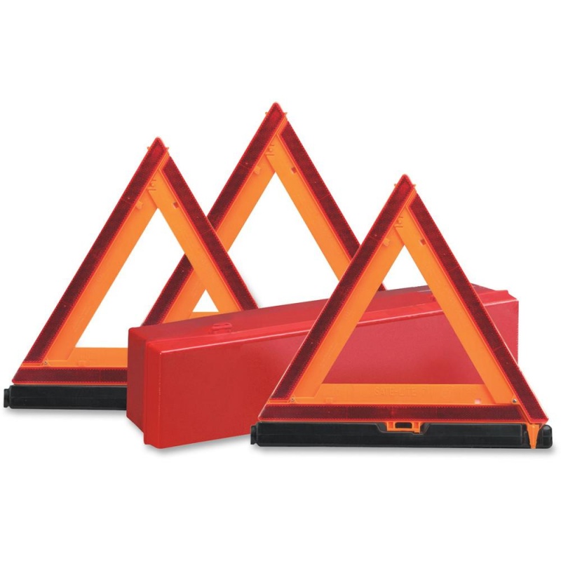 Deflecto Emergency Warning Triangle Kit - 1 Kit - 17.3" Width X 16.5" Height - Triangle Shape - Reflective, Non-Flammable - Outdoor - Orange, Red