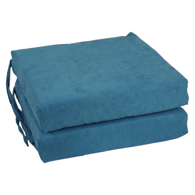 Blazing Needles Indoor 16" X 16" Microsuede Chair Cushion, Teal