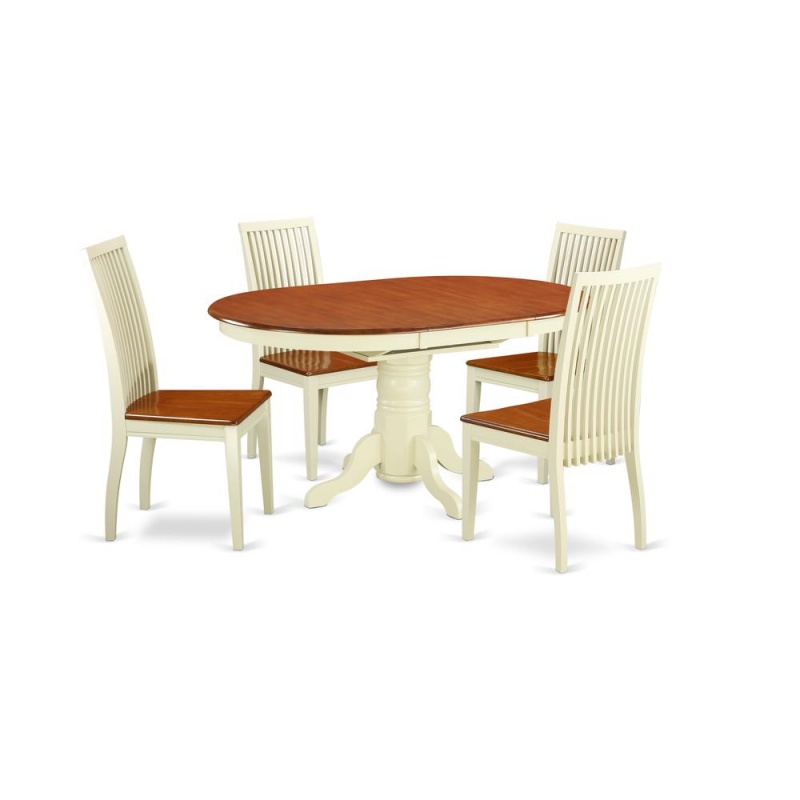 Dining Room Set Buttermilk & Cherry, Keip5-Bmk-w