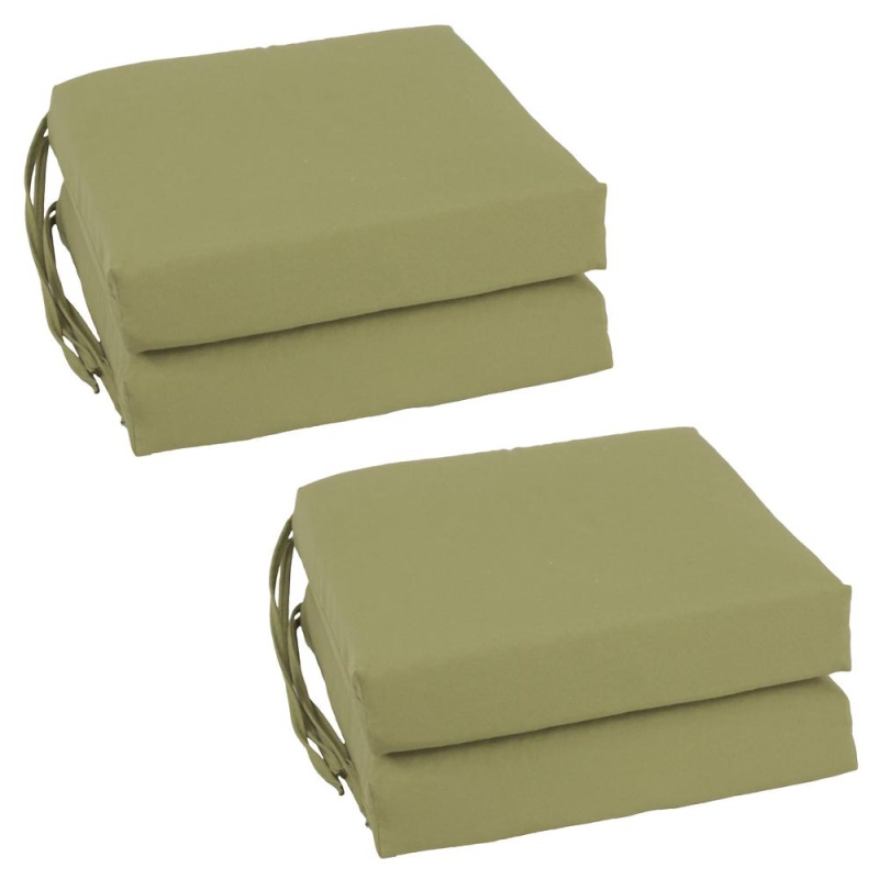 Blazing Needles Set Of 4 Indoor Twill Chair Cushions, Sage