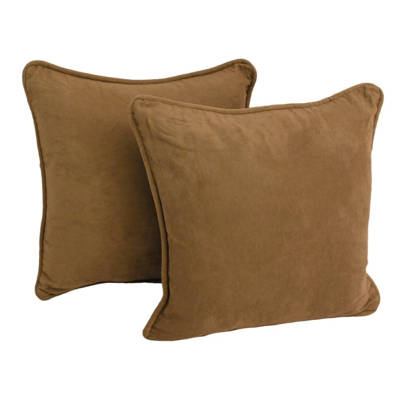 18-Inch Double-Corded Solid Microsuede Square Throw Pillows (Set of 2)