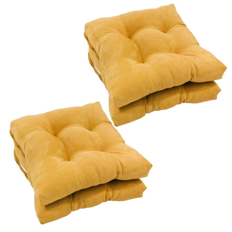 16-Inch Solid Micro Suede Square Tufted Chair Cushions (Set Of 4)