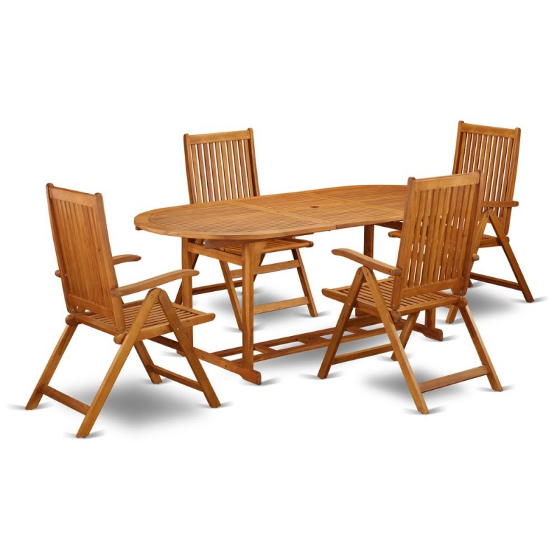 Wooden Patio Set Natural Oil, Bscn5nc5n