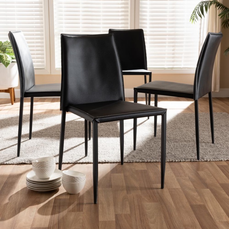 Pascha Modern And Contemporary Black Faux Leather Upholstered Dining Chair (Set Of 4)