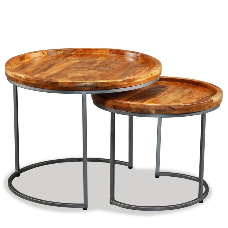 Vidaxl Side Table Set 2 Pieces Solid Mango Wood