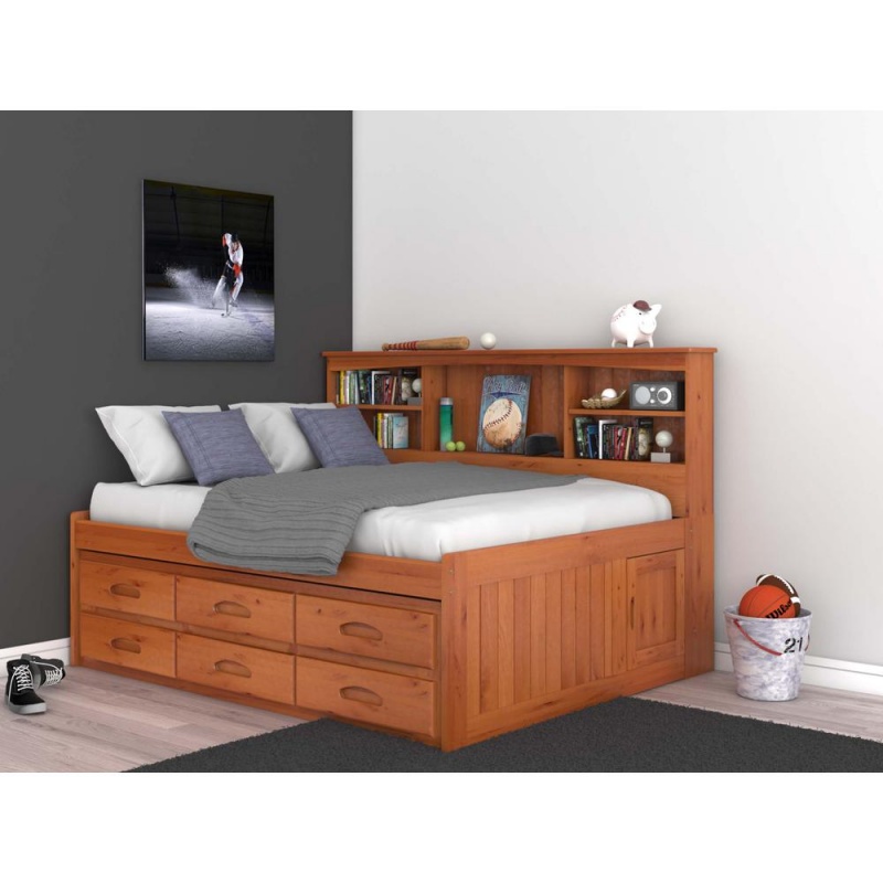 Os Home And Office Furniture Model Solid Pine Full Daybed With Six Drawers In Warm Honey