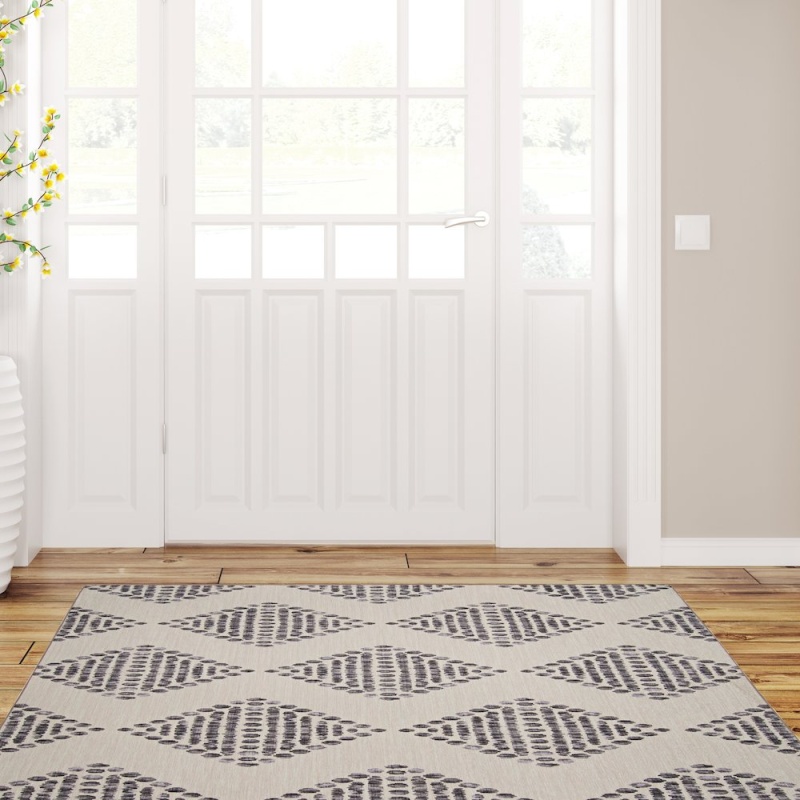 Outdoor Washable Navarre Ivory & Brown 3' x 5' Rug