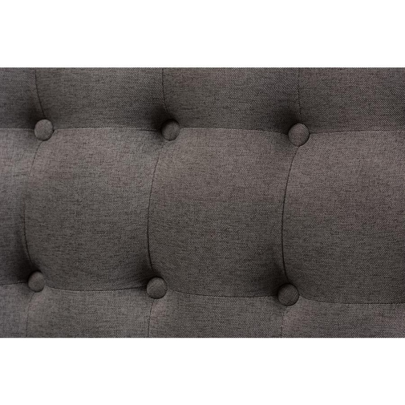 Grey Fabric And Natural Wood Finishing 3-Seater Settee Bench