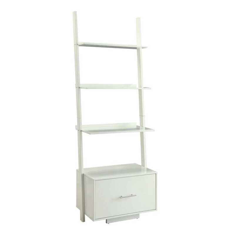 American Heritage Ladder Bookcase With File Drawer