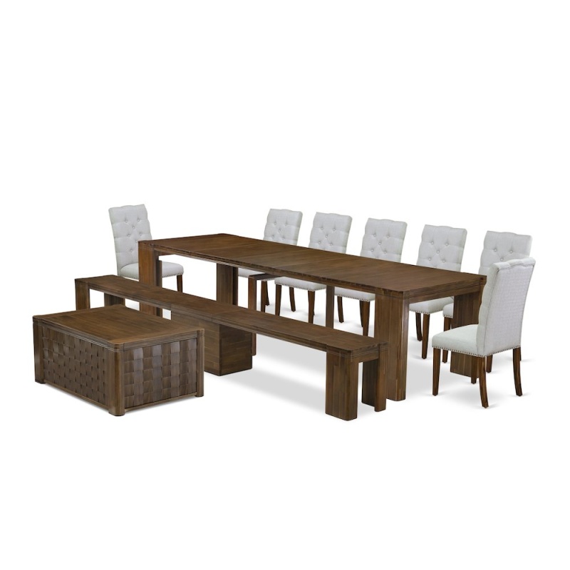 10 Pieces Extendable Dining Set Includes A Rectangle Kitchen Table