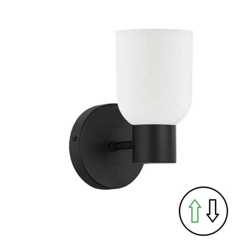 1 Light Wall Sconce in Matte Black with Opal Glass
