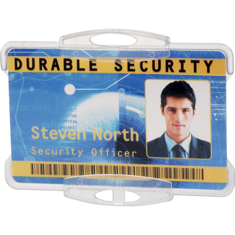 Durable® Open Style Single Id-Card Holder - 2-1/10" X 3-1/4" - Open Face - Acrylic - Transparent - 10 / Box