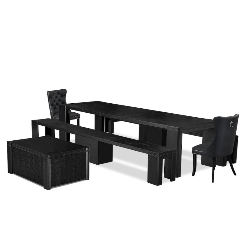 6-Piece Kitchen Table Set with Rectangular Dining Table and Coffee Table