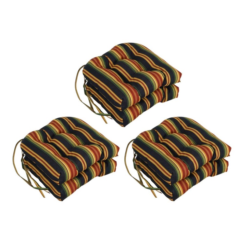 16-Inch Spun Polyester Patterned Outdoor U-Shaped Tufted Chair Cushion