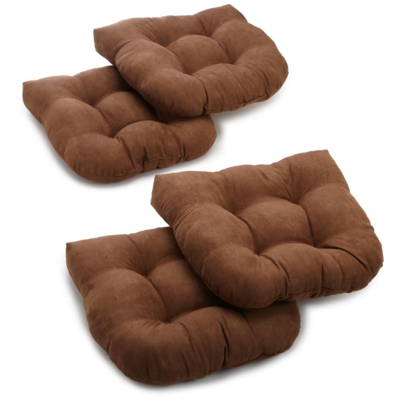 19-Inch U-Shaped Micro Suede Tufted Dining Chair Cushions (Set of 4)