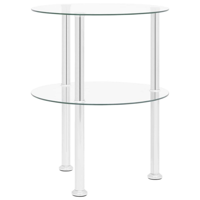 Vidaxl 2-Tier Side Table Transparent 15" Tempered Glass 2787