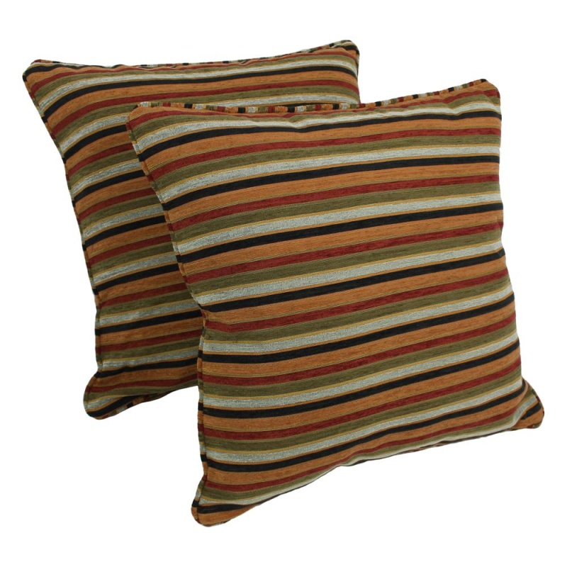 25-Inch Double-Corded Patterned Jacquard Chenille Square Floor Pillows With Inserts (Set of 2)