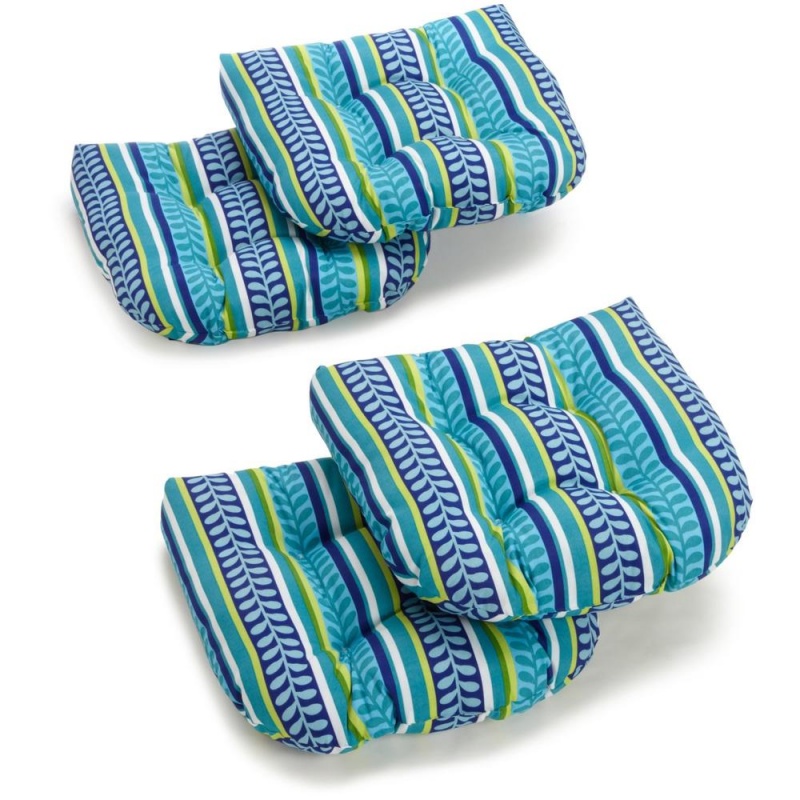 19-Inch U-Shaped Spun Polyester Outdoor Tufted Dining Chair Cushions (Set Of 4)