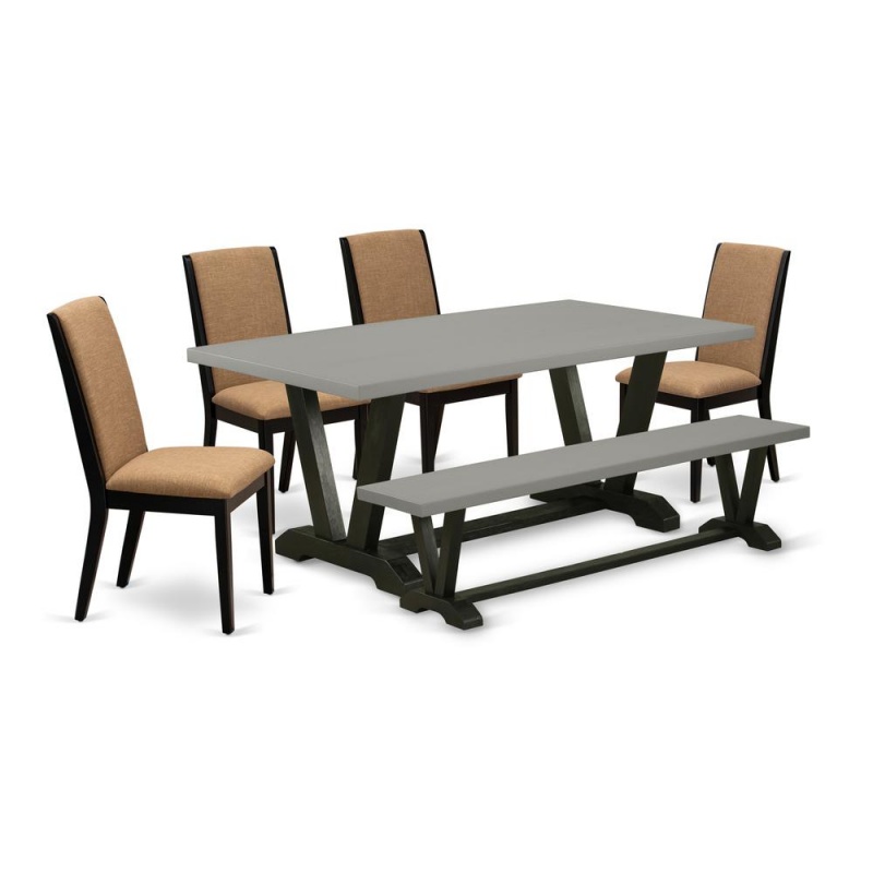 East West Furniture 6-Piece Dining Room Table Set