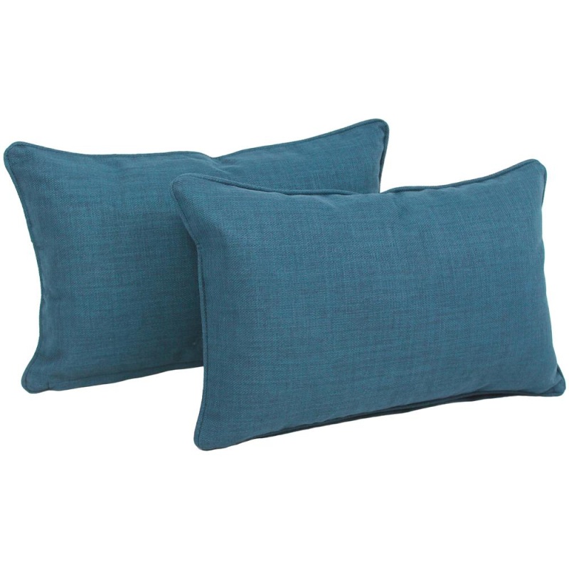 20-Inch By 12-Inch Double-Corded Solid Outdoor Spun Polyester Back Support Pillows With Inserts (Set Of 2) 9811-Cd-S2-Reo-Sol-16
