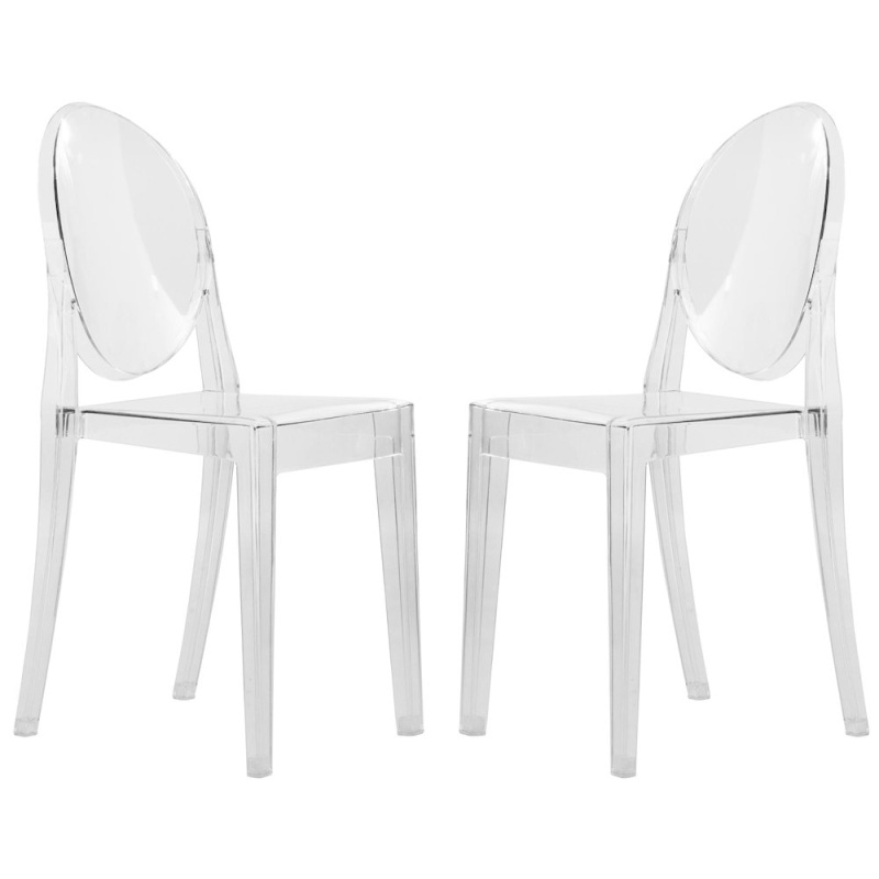 Marion Transparent Acrylic Modern Chair, Set Of 2