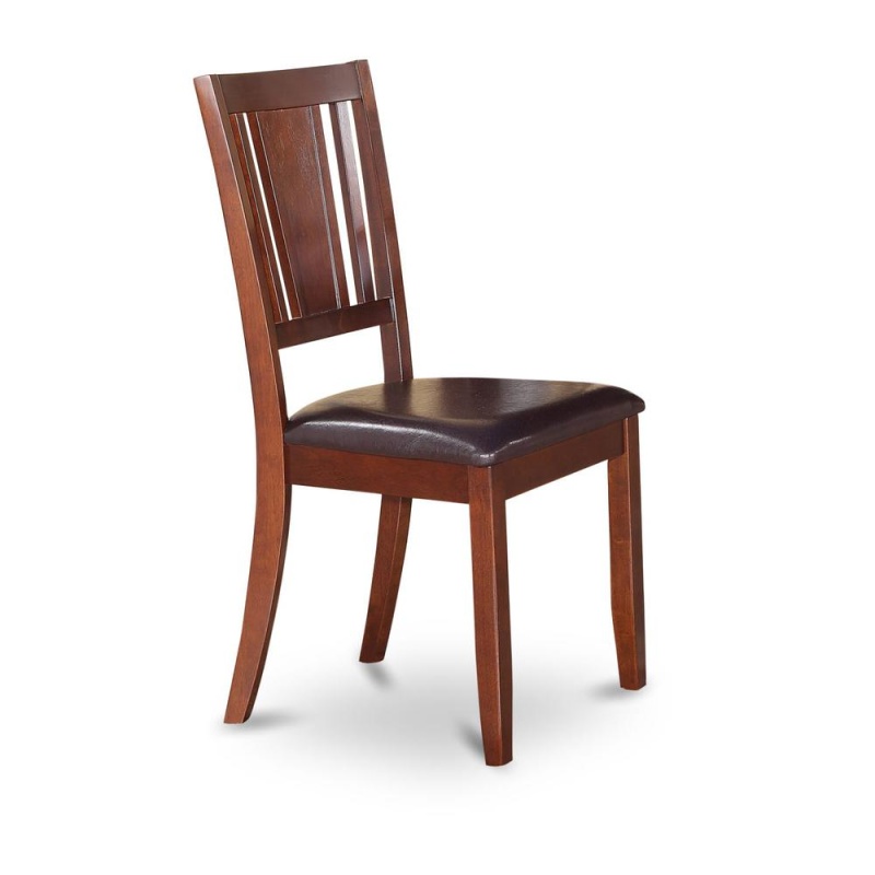 Dudley Dining Chair With Faux Leather Upholstered Seat In Mahogany Finish, Set Of 2