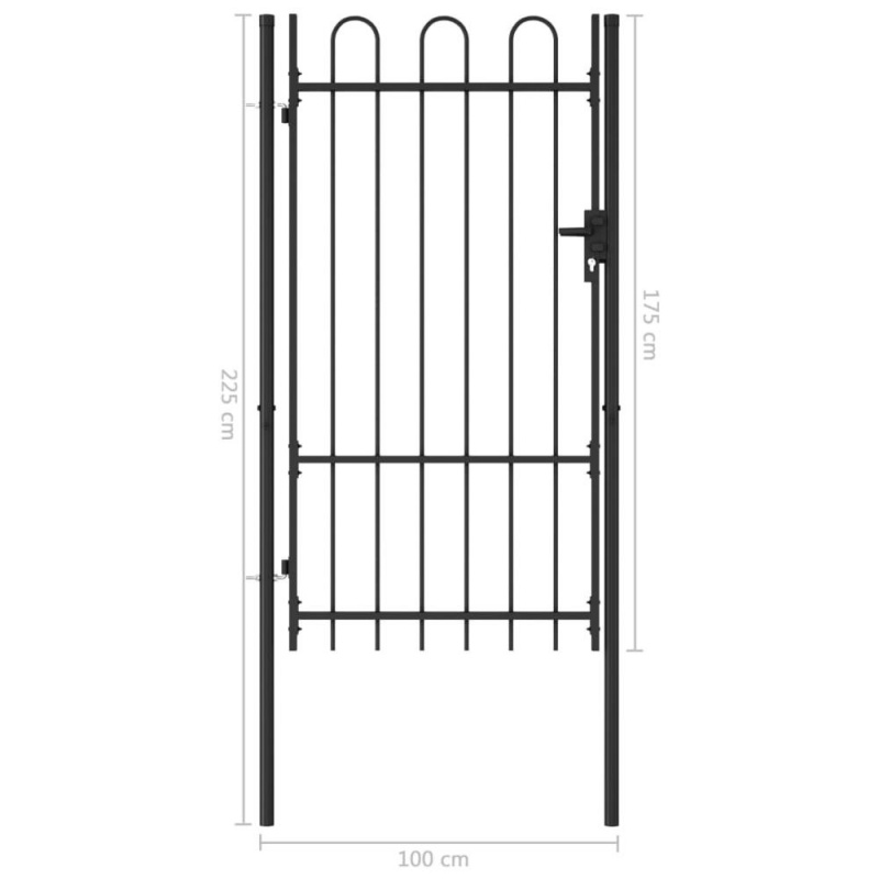 Vidaxl Fence Gate Single Door With Arched Top Steel 39.4"X68.9" Black