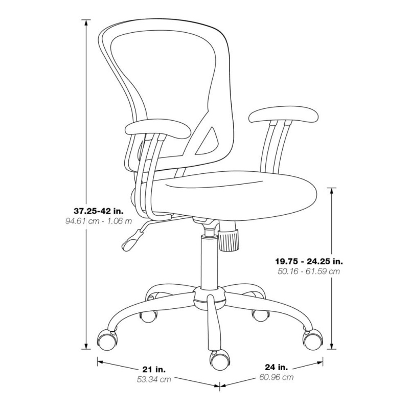 Gianna Task Chair With White Mesh Back And White Faux Leather Seat