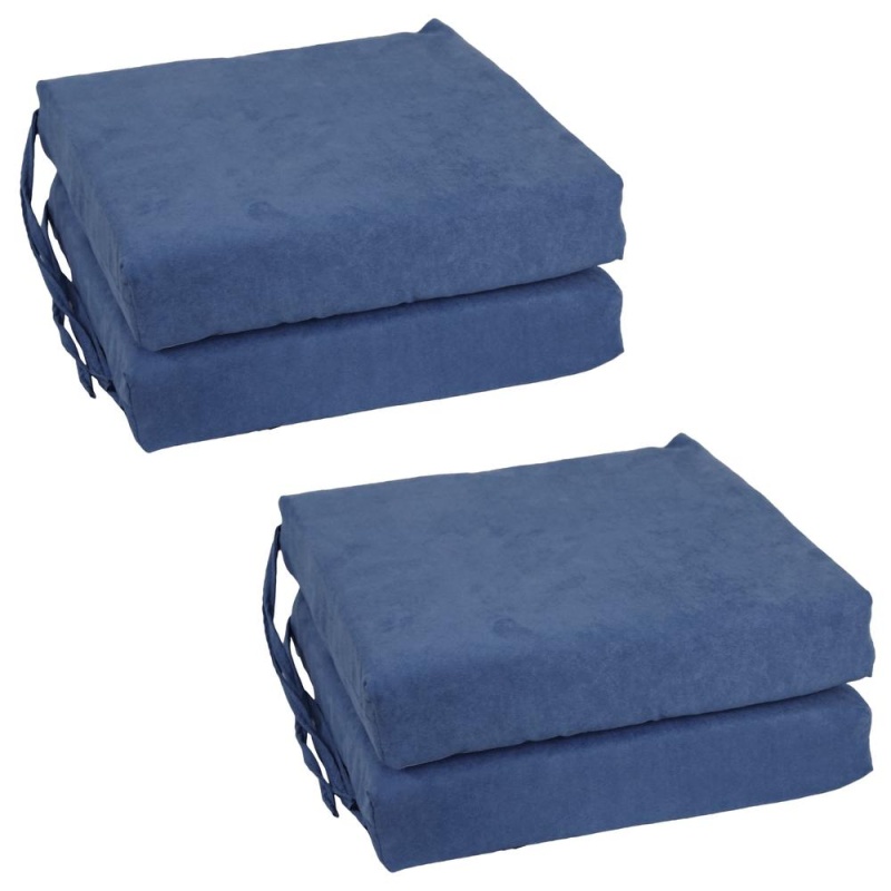 Blazing Needles Set of 4 Indoor Microsuede Chair Cushions, Indigo