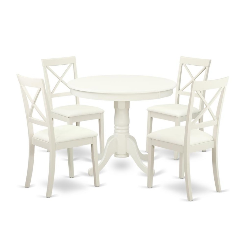 Dining Room Set Linen White, Anbo5-Lwh-Lc