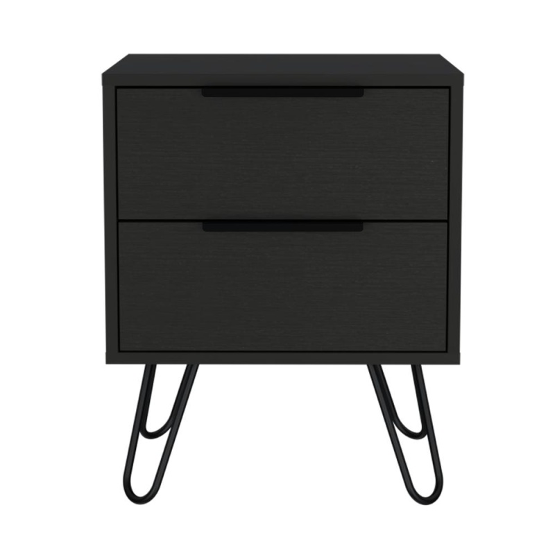 Kentia Black Night Stand with Two Drawers