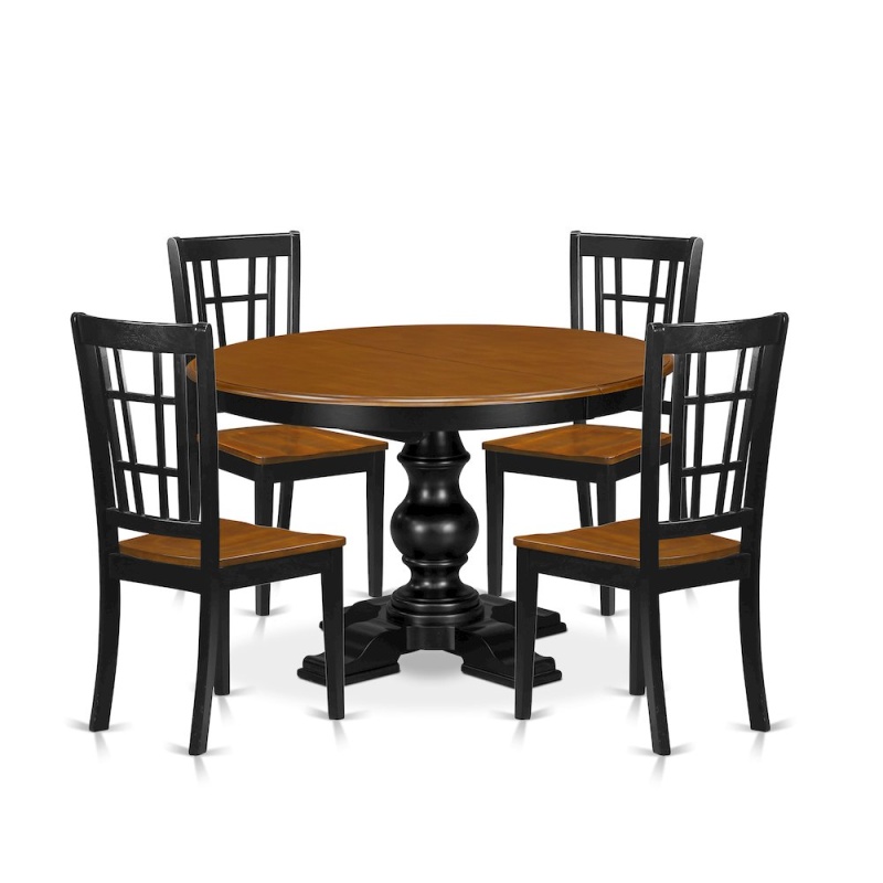 5-Piece Dining Room Set, Black & Cherry