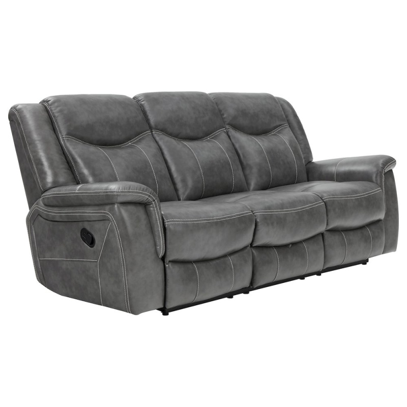 Conrad 3-Piece Upholstered Padded Arm Motion Sofa Set Grey