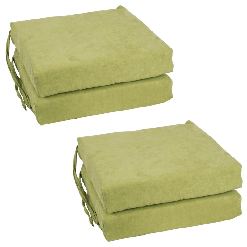 Blazing Needles Set Of 4 Indoor Microsuede Chair Cushions, Sage Green