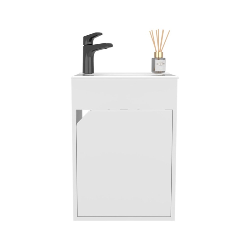 Klawock Bathroom Vanity, 1 Door, White