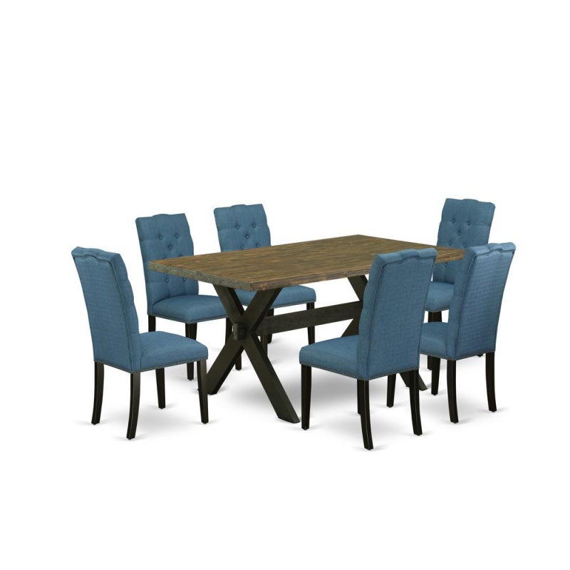 East West Furniture 7-Piece Stylish Dining Set
