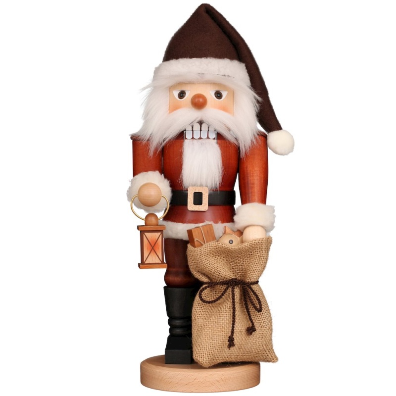 Nutcracker - Natural Santa With Lantern And Gift Bag