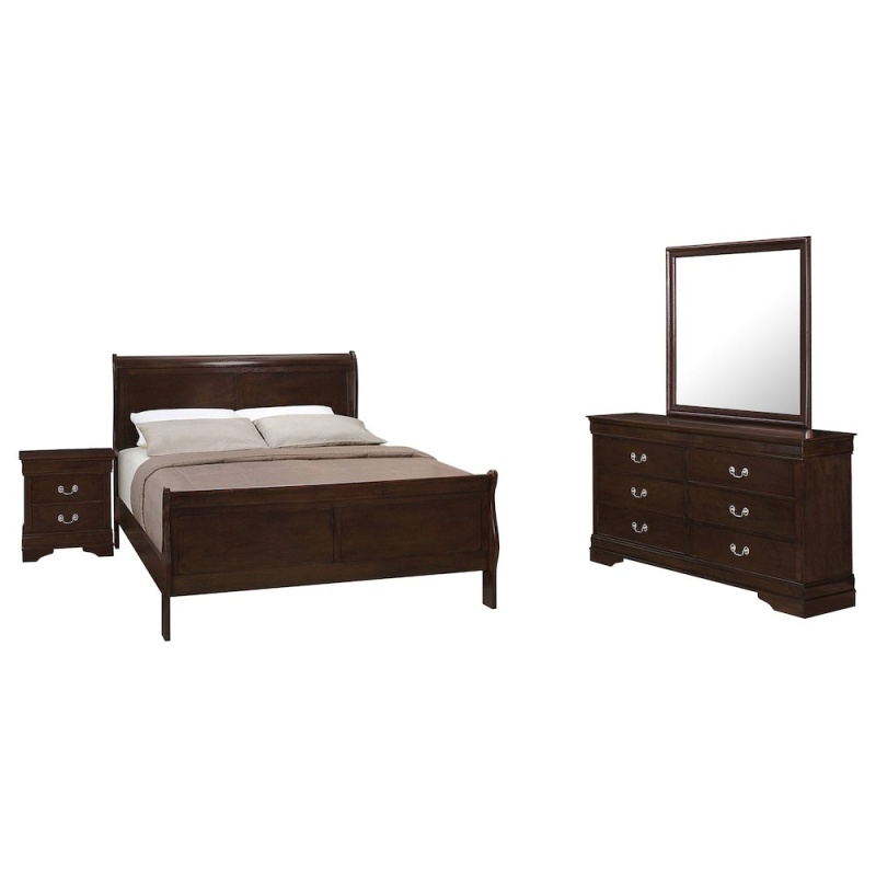Louis Philippe 4-Piece Queen Bedroom Set Cappuccino